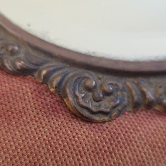 Antique Velvet Photo Album with Crescent Moon Mirror & Metal Embellishments - Picture 2 of 16